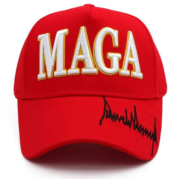 Red Trump MAGA Hat with Hair Make America Great Again 45-47 Embroidered Adjustable Baseball Cap