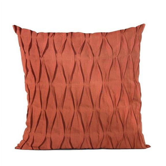 Red Tucked Solid Color Luxury Throw Pillow - 22 x 22 in.