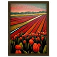 thumbnail image 1 of Red Tulip Fields Of Holland Netherlands Modern Oil Artwork Framed Wall Art Print A4, 1 of 4