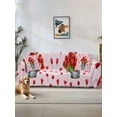 thumbnail image 1 of Red Tulip Flowers Couch Cover, Spring Farmhouse Floral Botanical Pink Sofa Cover Blanket for 2 Seat Cushion, Sectional Sofa Slipcover Furniture Protector for Living Room Bedroom 71''x102'', 1 of 9
