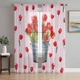 thumbnail image 1 of Red Tulip Flowers Sheer Curtains 72 Inches Long 2 Panels Set, Window Sheer Curtains for Living Room/Bedroom, Spring Farmhouse Floral Botanical Pink Light Filtering Rod Pocket Curtain 52''x72''x2, 1 of 8