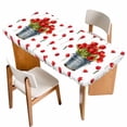 thumbnail image 1 of Red Tulip Flowers Table Cloths for 3 Foot Rectangle Tables, Spring Floral Vintage Drum Rustic Patio Waterproof Elastic Fitted Tablecloths, Washable Rectangular Table Cover for Camping, 1 of 8