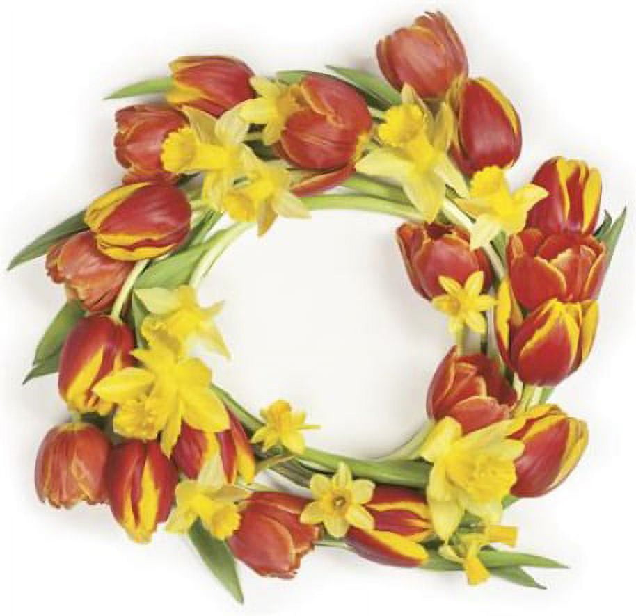Red Tulips Wreath - Decorative Floral Lunch Paper Napkins 100pcs - Perfect for Decoupage, Party, Birthday, Special Occasions, Weddings