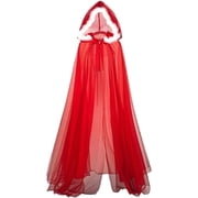 Red Tulle Cape, Women Tulle Hooded Cape Adult Full Length Sheer Cape Vampire Elf Robe Veil Clothing Cloak
