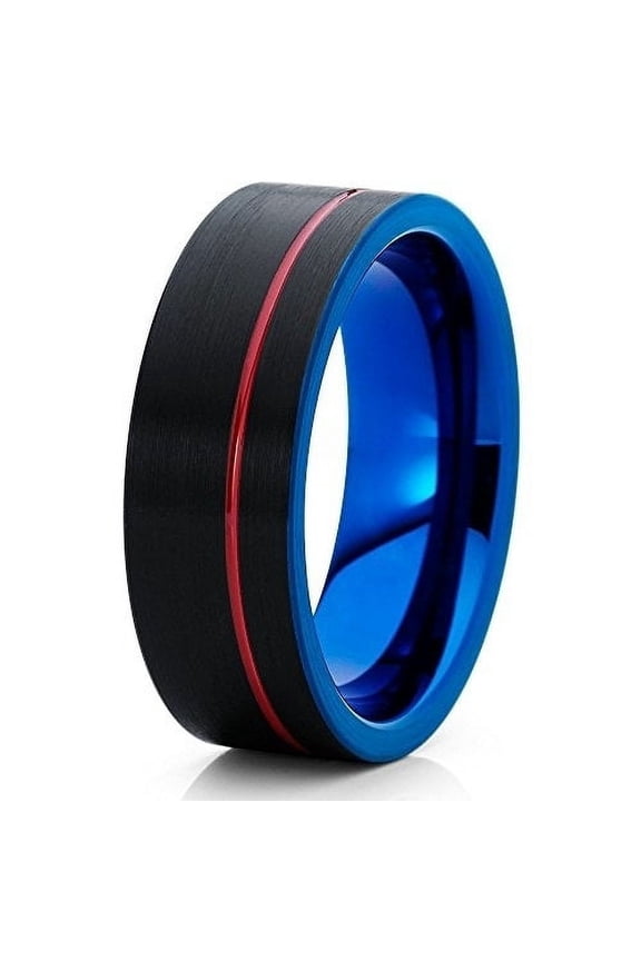 Red Tungsten Ring Blue Tungsten Band Tungsten Carbide Ring 8mm Tungsten Band