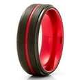 thumbnail image 1 of Red Tungsten Wedding Ring,8mm Black Tungsten Wedding Ring,Tungsten Wedding Band,Tungsten Carbide Ring,Anniversary Ring, 1 of 3