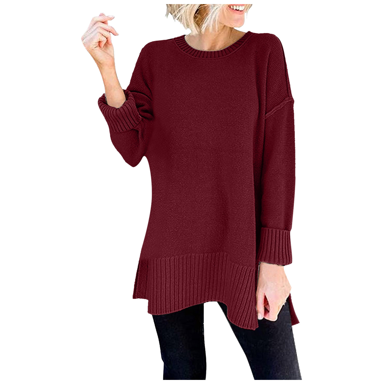 Long red tunic sweaters hotsell