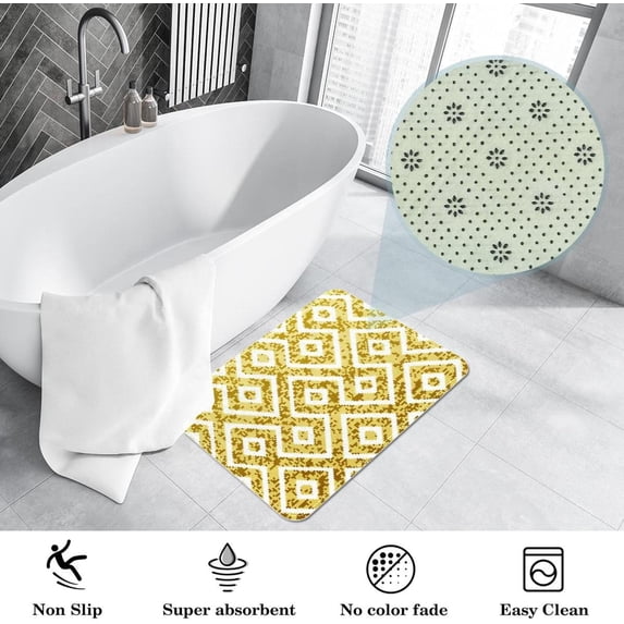 Red Twill Gird Bath Rugs Absorbent Non Slip Door Mats Soft Carpet Washable Doormat for Kitchen Bathroom Entry Way Decor Accessories 36x24 inch