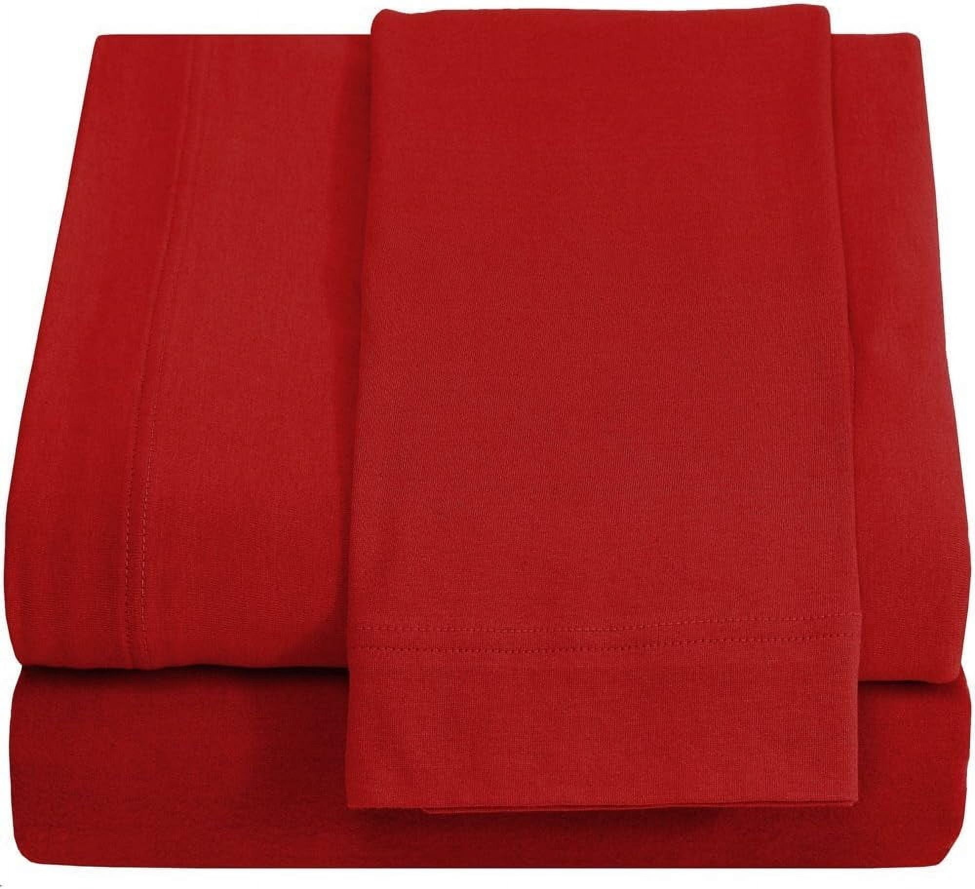Red Twin XL Sheet Set (100% Cotton Knit Jersey) - Hypoallergenic ...