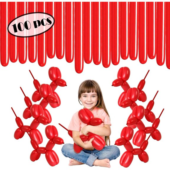Red Twisting Balloons - Long Balloons - 100 Pack