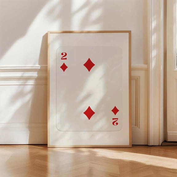 Red Two Of Diamonds Poster Trendy Retro Wall Art Y2K Decor Playing Card Poster Trendy Wall Art Trendy Aesthetic Poster Wall Art Home Decor, 24x36 UNFRAMED