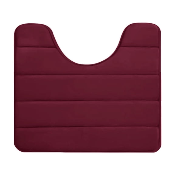 Red U-Shaped Toilet Bath Mat, Soft Foam Absorbent Bathroom Rug with Non-Slip Latex Backing
