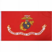 Red US MARINE CORPS Flag with USMC Emblem 3 x 5
