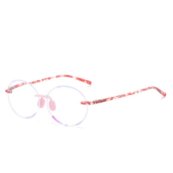 Red Ultra-light Anti-blue Light Reading Glasses 1.00 for Women Oval Fashion Rimless Readers  1.00 TR90