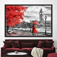 thumbnail image 1 of Red Umbrella Art, London Art, Umbrella Canvas Art, Modern Art Canvas, Landscape Art Canvas, Red Tree Canvas, Lovely Canvas Art, Canvas Wall Decor - Natural Framed, 1 of 9
