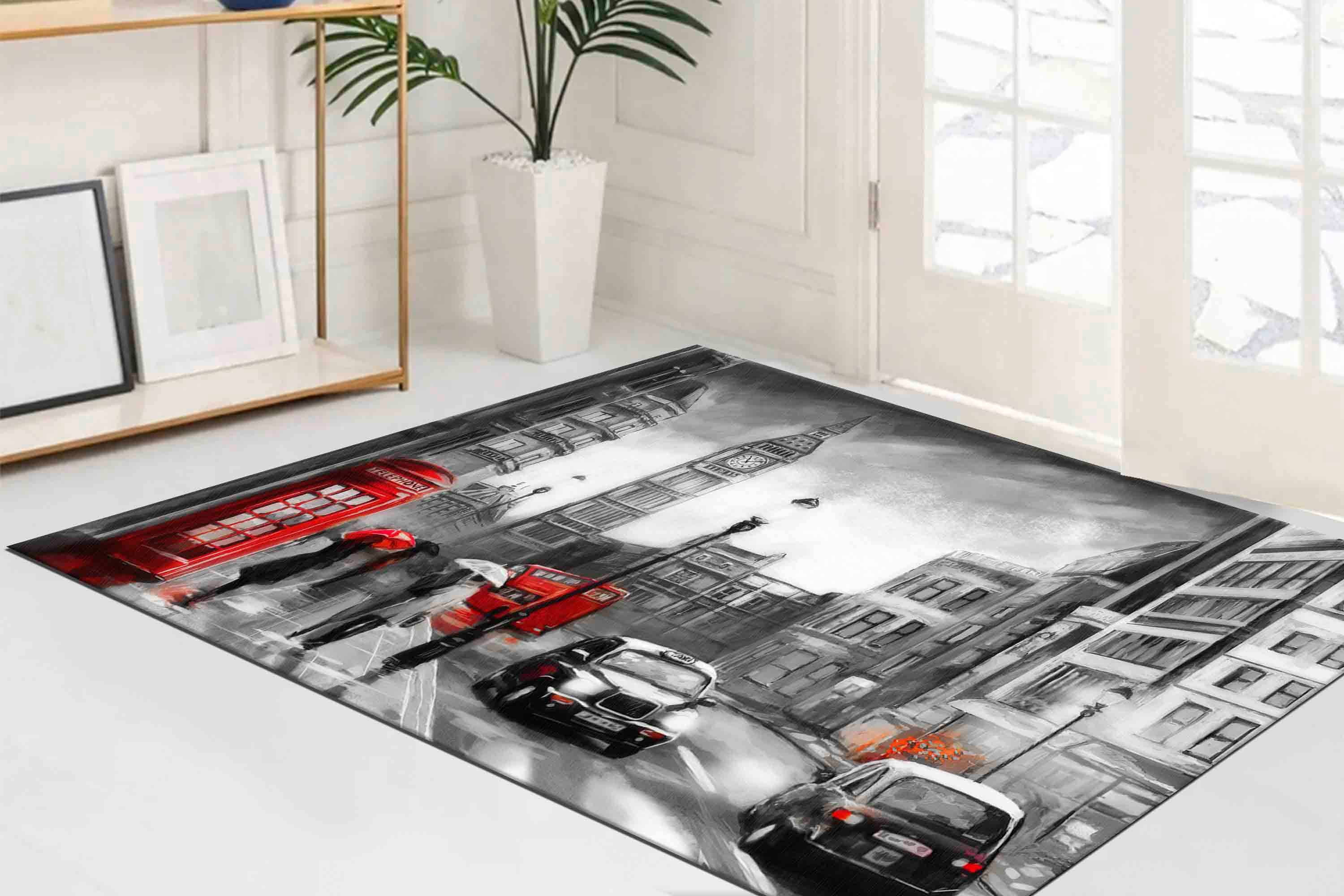 Telephone Rug Red Umbrella Rugs, 3D Printeds Rug, View Rug, Non-Slip Carpet Rug ...