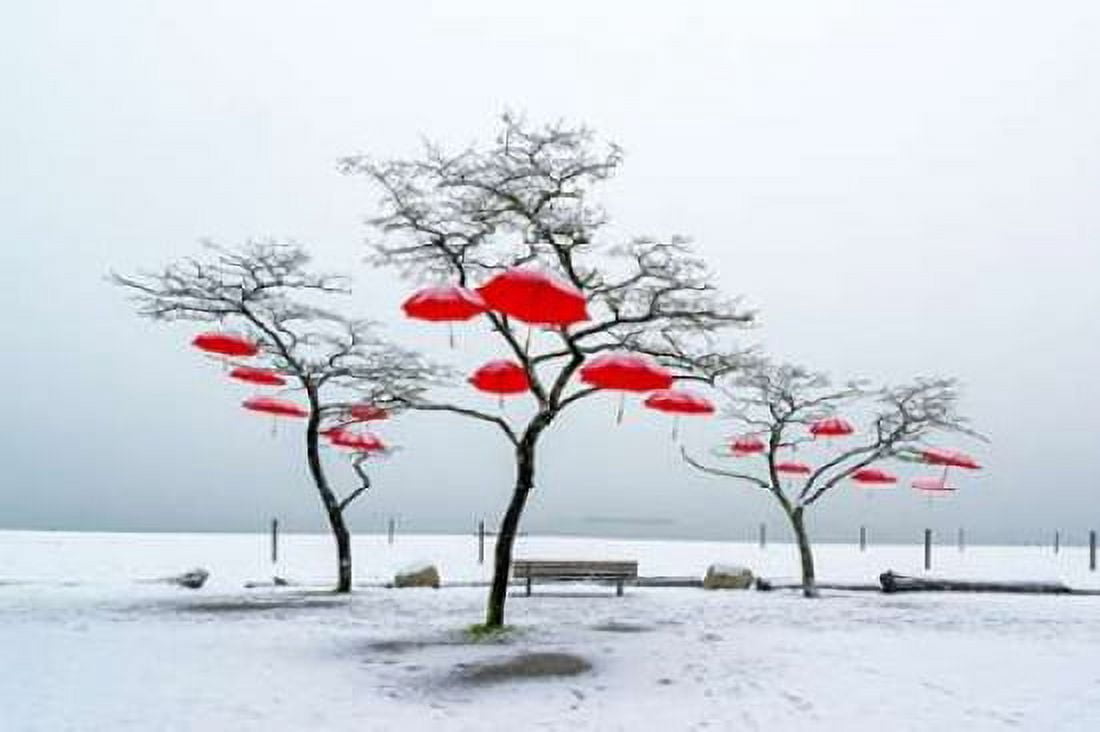 Red Umbrellas Canvas Art - Vladimir Kostka (12 x 18)