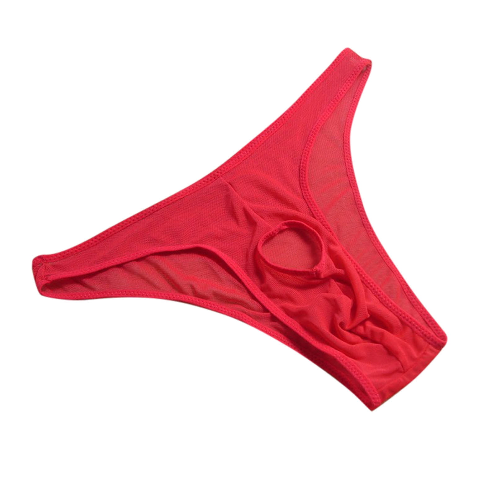 Red Underwear Men Passion Gauze Hole Underpant