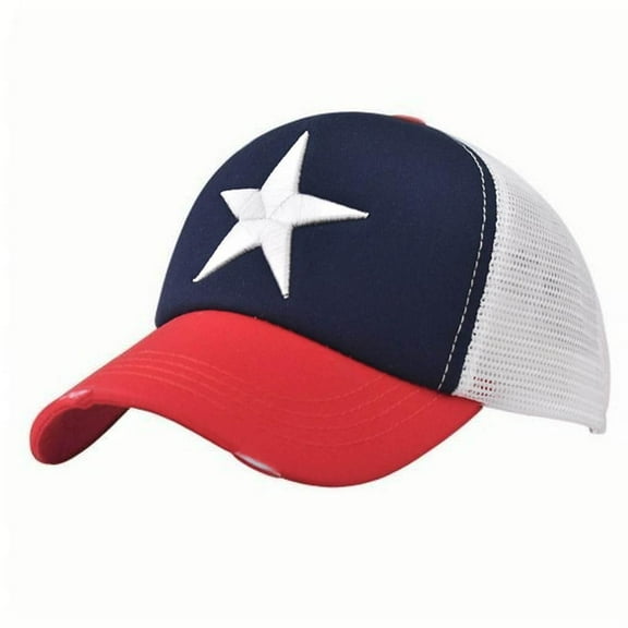 Red Unisex Baseball Cap Color Match Five Point Star Embroidered Casual Style Soft Comfortable Fit All Season Long Daily Outdoor Wear