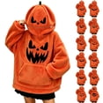 thumbnail image 1 of Red Unisex Cosplay Pajamas Polyester Funny Pumpkin Hooded Casual Pajama Set, Oversized Onesie Jumpsuit S, 1 of 5