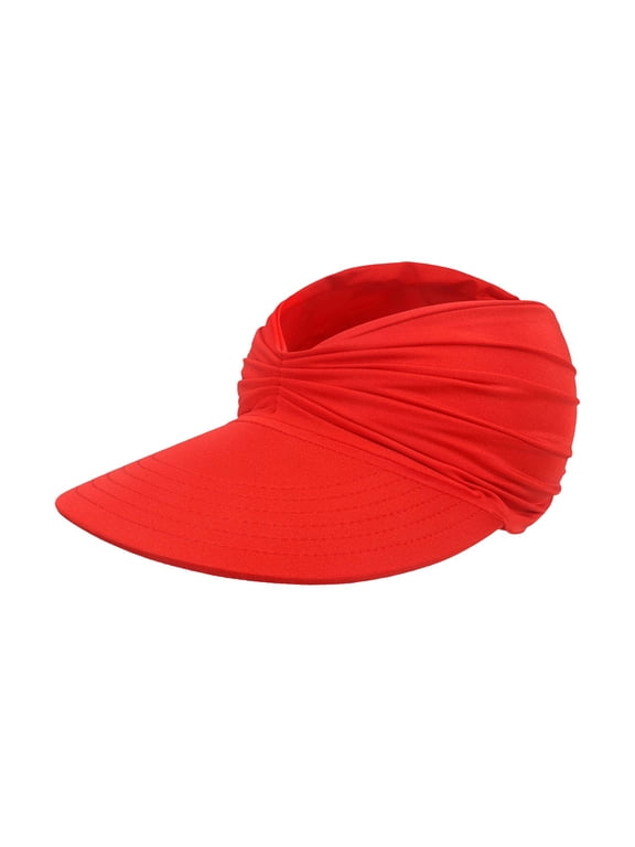 Red Unisex UPF 50+ Sun Visor Hat, Wide Brim Lightweight Outdoor Cap for Hiking Beach Travel, 24cm