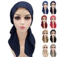 thumbnail image 1 of Red Upgraded Satin Lined Halo Turban Durag for Men &Women Polyester,Spandex Turbans Pre Tied Turban Chemo Headwear Cancer Head Wrap Hair Loss Cap One Size, 1 of 6