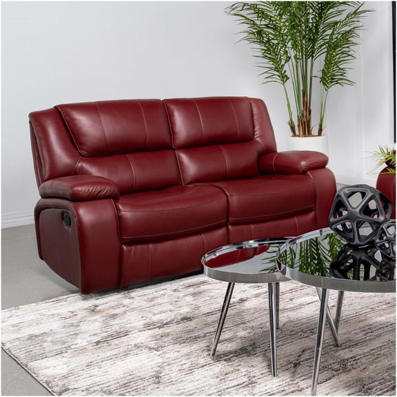 Red Upholstered Motion Recliner Loveseat Sofa for Small Spaces