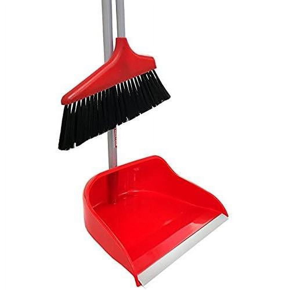 Red Upright Long Handle Dustpan And Brush Broom Set Lobby Home Modern