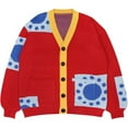 thumbnail image 1 of Red V-Neck Cardigan Sweater Long Sleeve Button Knit Outerwear Coat Unisex Casual Jacket Tops, 1 of 8