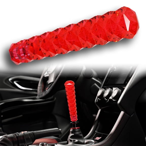Red VIP 3D Diamond Crystal Style Manual Bubble Shifter Shift Knob Head - 200mm