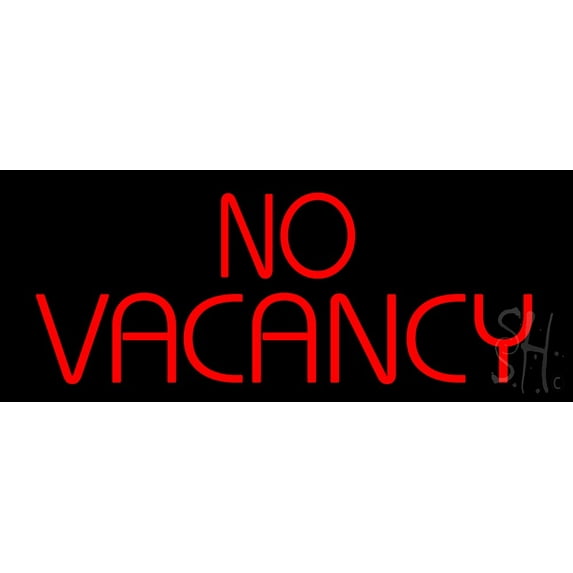 Red No Vacancy LED Neon Sign 13 x 32 - inches, Black Square Cut Acrylic Backing, with Dimmer - Bright and Premium built indoor LED Neon Sign for Defence Force.