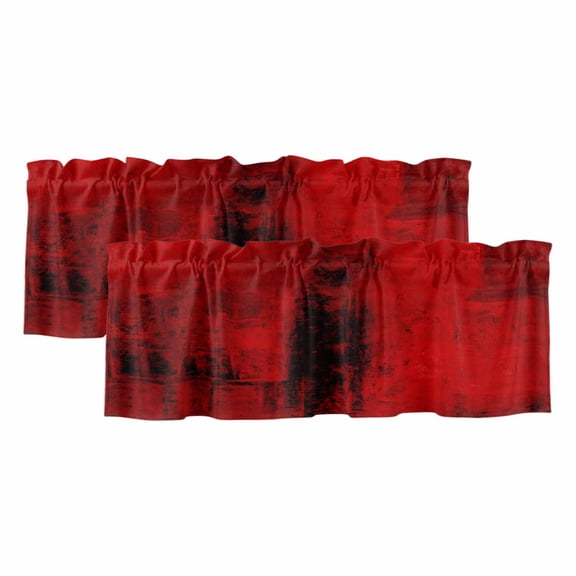 Red Valances for Windows, Light Filtering Kitchen Curtain Valances 2 Panels, Retro Oil Painting Modern Abstract Art Aesthetics Rod Pocket Short Window Treatments for Living Room Bedroom 42"Wx12"L