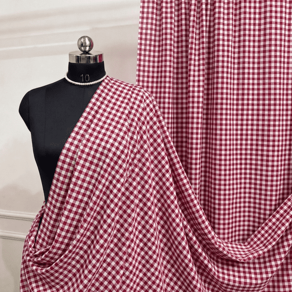 Red Valentina Textiles Inc 1/8 Inch Small Check Gingham Fabric by The Yard, Poly Cotton Checkered Fabric 60 Inch Wide for Sewing, Apparel, Tablecloths, Quilting & Crafts ( 1 Yard)