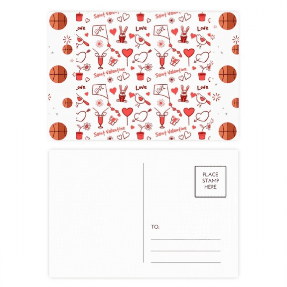 Red Valentine Love Kite Rabbits Basketball Postcard Set Thanks Card Mailing Side 20pcs