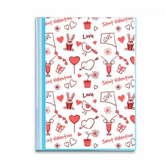 Red Valentine Love Kite Rabbits Book Sheet Protectors Portfolio Binder Folder