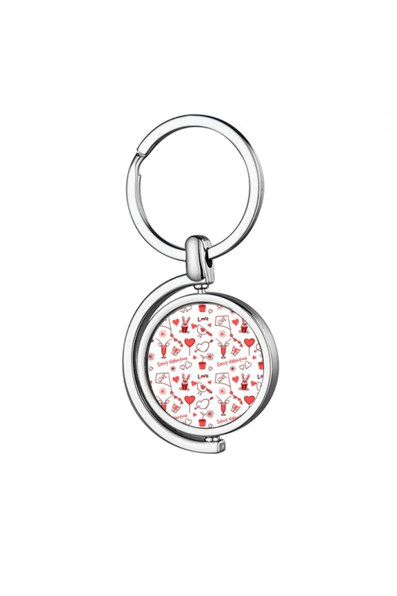 Red Valentine Love Kite Rabbits Rotating Keychain Metal Keyring Holder