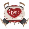 thumbnail image 1 of Red Valentine's Day Fitted Tablecloth with Elastic Edged, Round Table Cloth for Dining Table, Love Heart Roses Romantic Rustic Waterproof Oil Proof Table Cover for Indoor Outdoor 36"-44", 1 of 8