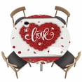 thumbnail image 1 of Red Valentine's Day Fitted Tablecloth with Elastic Edged, Round Table Cloth for Dining Table, Love Heart Roses Romantic Waterproof Oil Proof Table Cover for Indoor Outdoor 36"-44", 1 of 8