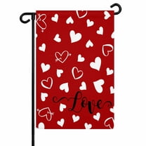 Red Valentine's Day Garden Flags for Outside Valentines Love Heart Double Sided Yard Flags Outdoor House Decoration, Small 12X18 Inch,