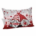 thumbnail image 1 of Red Valentine's Day Pillow Covers, Linen Long Throw Pillow Case, Love Heart Gnomes Farmhouse Pink Holiday Pillow Protector Decorative Cushion Cover for Living Room/Bedroom 20" x 36", 1 of 8