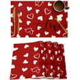 thumbnail image 1 of Red Valentine''s Day Placemats Set of 4, Valentines Love Heart Heat Resistant Washable Table Place Mats Cotton Table Linens Party Holiday Decorations for Home Kitchen Dining Table Outdoor, 1 of 4