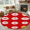 thumbnail image 1 of Red Valentine's Day Round Area Rug 6Ft Washable Circle Rugs for Bathroom Office, Modern Abstract Art Non-Slip Carpet Floor Mats Indoor Outdoor Carpet Runner Aesthetic Home Decor, 1 of 8