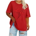 thumbnail image 1 of Red Valentine's Day Shirt for Women, Plus Size Oversized Graphic Tee, Heart Print Casual Top, Cute Holiday Gift for Her,Size 3XL, 1 of 4