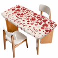 thumbnail image 1 of Red Valentine's Day Table Cloths for 3 Foot Rectangle Tables, Love Heart Modern Art Romantic Rustic Patio Waterproof Elastic Fitted Tablecloths, Washable Rectangular Table Cover for Camping, 1 of 8