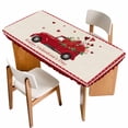 thumbnail image 1 of Red Valentine's Day Table Cloths for 3 Foot Rectangle Tables, Roses Truck Romantic Love Heart Truck Patio Waterproof Elastic Fitted Tablecloths, Washable Rectangular Table Cover for Camping, 1 of 8