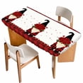 thumbnail image 1 of Red Valentine's Day Table Cloths for 5 Foot Rectangle Tables, Roses Gnomes Love Heart Plaid Patio Waterproof Elastic Fitted Tablecloths, Washable Rectangular Table Cover for Camping, 1 of 8