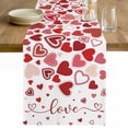 thumbnail image 1 of Red Valentine's Day Table Runner - 108 Inch Long Love Heart Modern Art Watercolor Cotton and Linen Blended Dress Scarves Farmhouse Table Runner for Kitchen Dining, Coffee Table, 13" x 108", 1 of 8