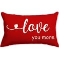 thumbnail image 1 of Red Valentines Day Pillow Cover 12x20 inch Love You More Valentine Lumbar Pillows Valentines Day Decorations for Sofa Couch, 1 of 6