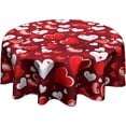 thumbnail image 1 of Red Valentines Day Round Tablecloth - Love Hearts Table Cloth 60 Inch Romantic Valentine Table Covers for Home Dining Room Party, 1 of 6