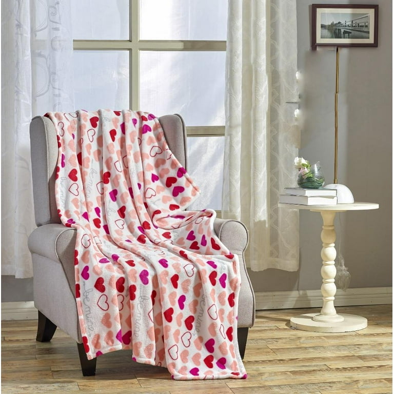 Red Valentines Throw Blanket Pink and Red Hearts Soft Fleece Valentine s Day Blanket for Couch Sofa Bed 50 x 60 Pink and Red Hearts